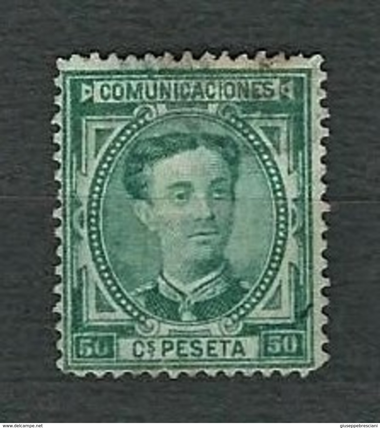 SPAGNA 1876 - Alfonso XII - 50 C. Verde - Yt:ES 168 - Usados