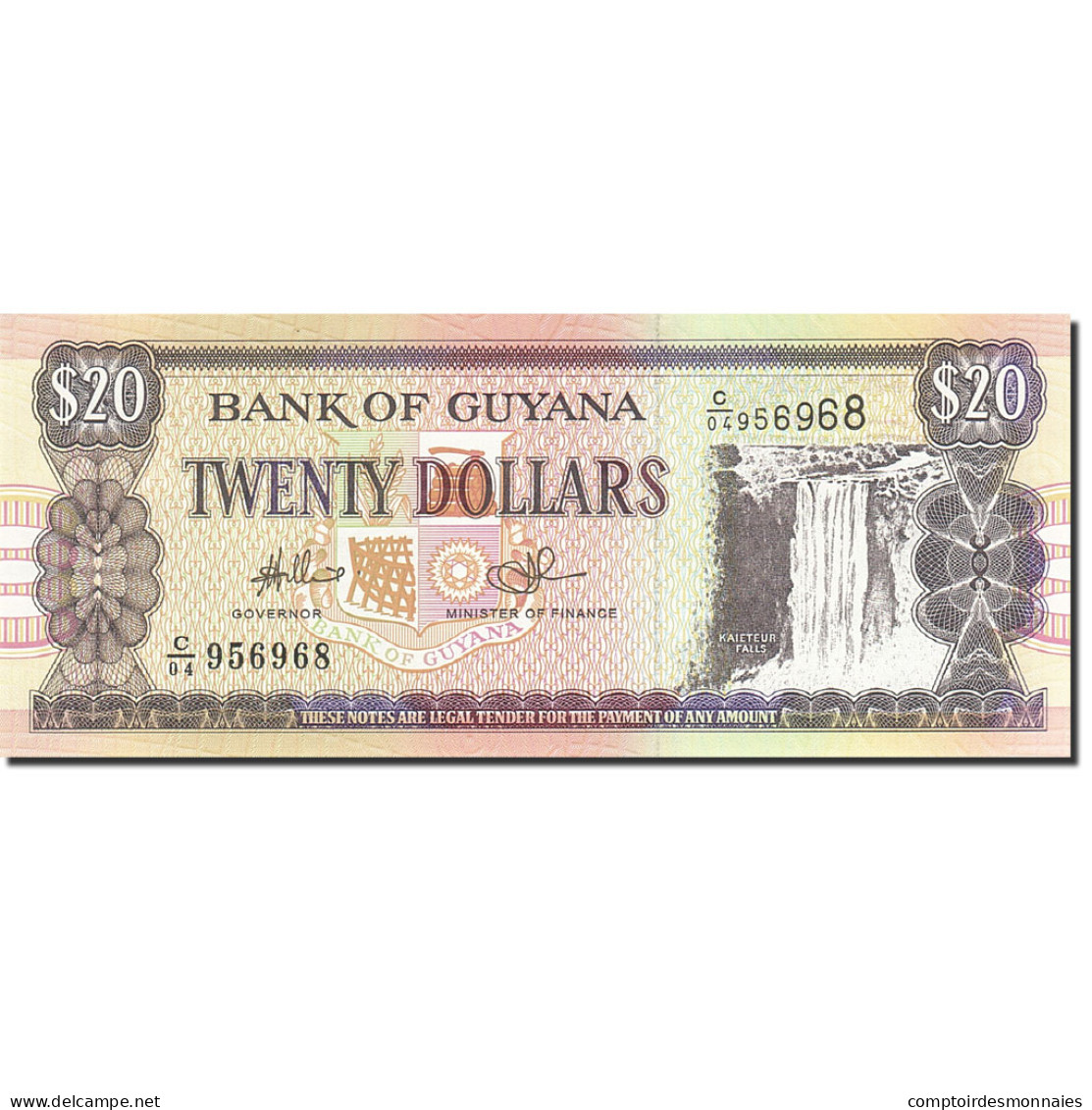 Billet, Guyana, 20 Dollars, 1996-1999, Undated (1996), KM:30e, SPL - Guyana
