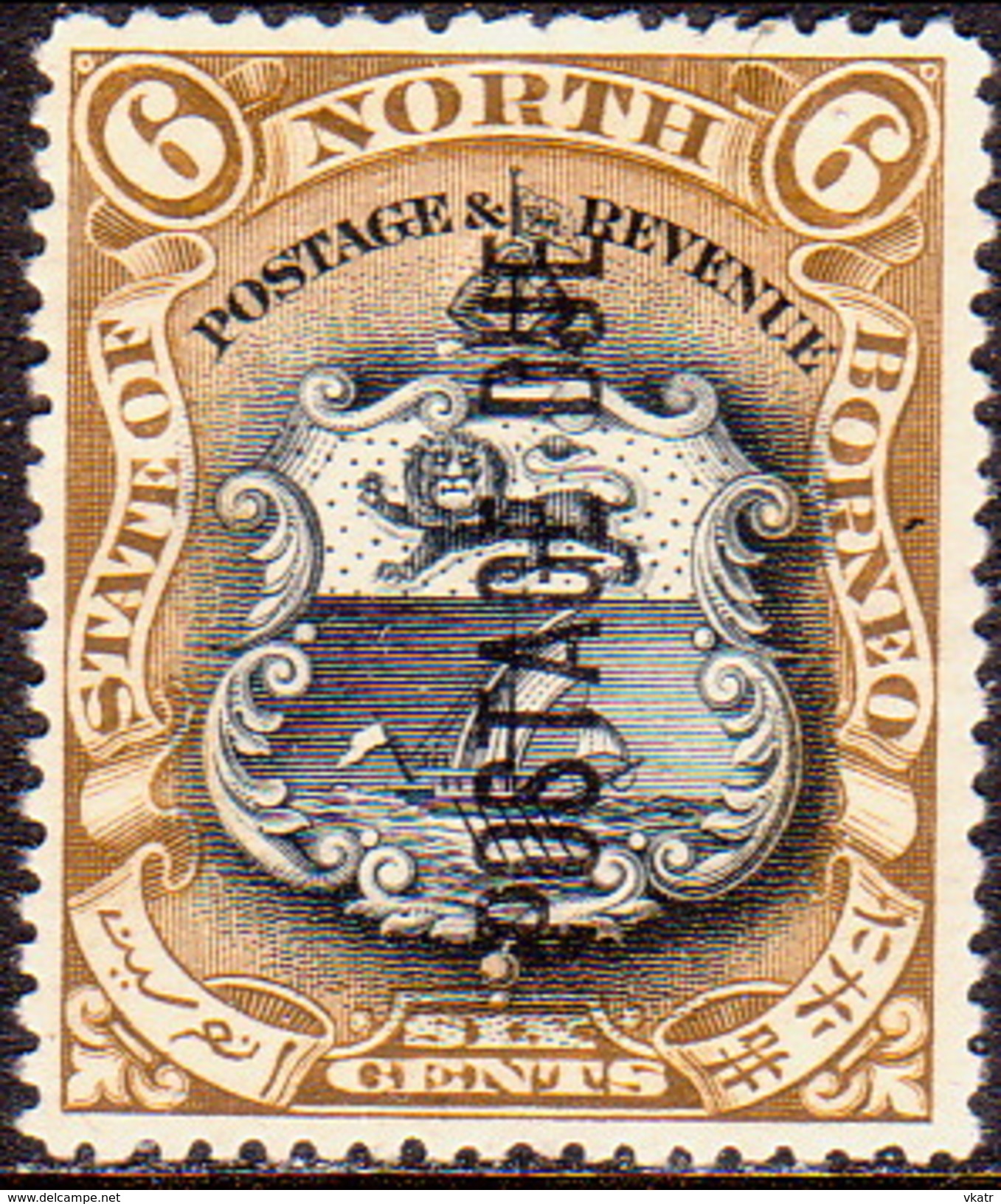 NORTH BORNEO 1924 SG #D18 6c MNG POSTAGE DUE Perf.14½ CV £10 - Bornéo Du Nord (...-1963)