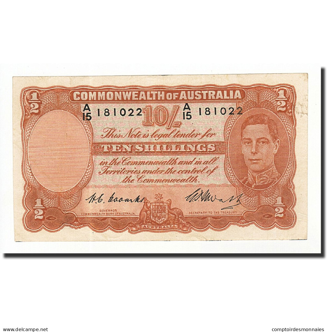 Billet, Australie, 10 Shillings, 1939-52, 1952, KM:25d, TB+ - 1913-24 Commonwealth Of Australia