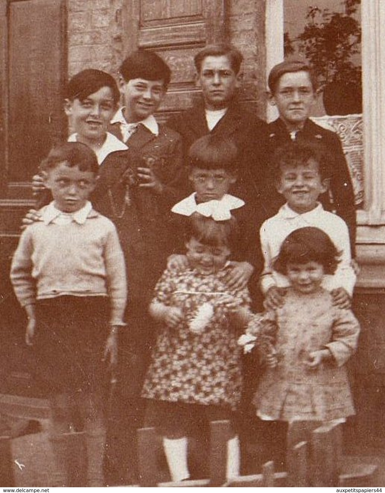 Photo Originale Enfant - Une Bien Belle Fratrie De 9 Enfants Vers 1930/40 - Personnes Identifiées