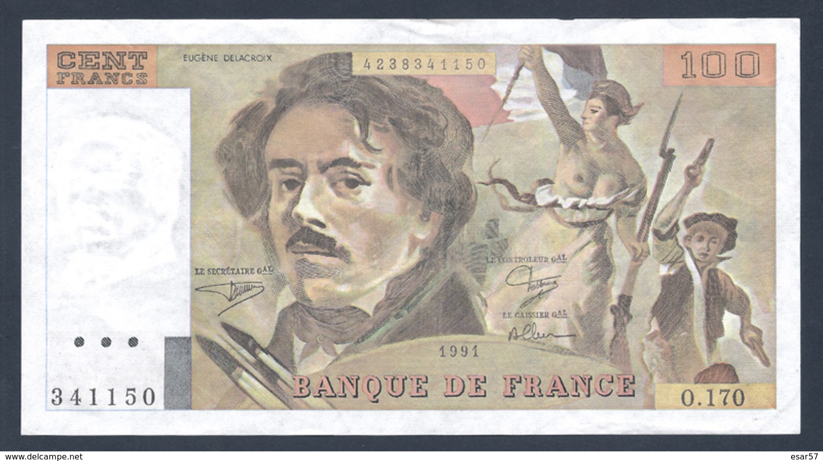 PROMO   BILLET DE 100 FRANCS "DELACROIX" DE 1991 O.170 Grand Filigrane SUP   F 69 Bis 3a1 - 100 F 1978-1995 ''Delacroix''