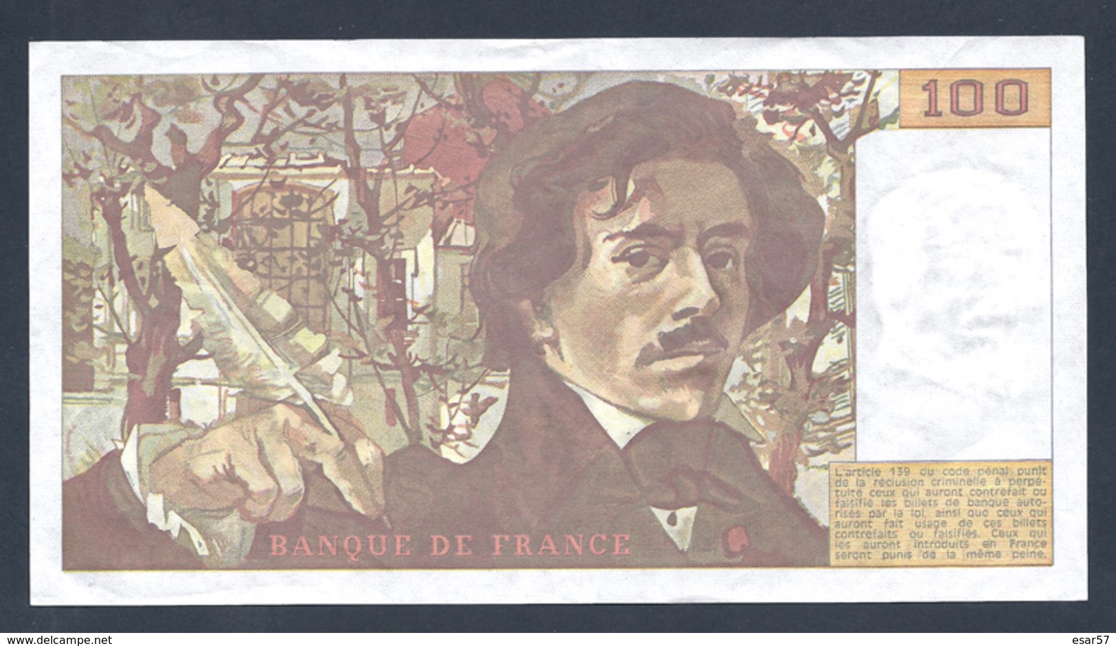 PROMO   BILLET DE 100 FRANCS "DELACROIX" DE 1991 O.170 Grand Filigrane SUP   F 69 Bis 3a1 - 100 F 1978-1995 ''Delacroix''