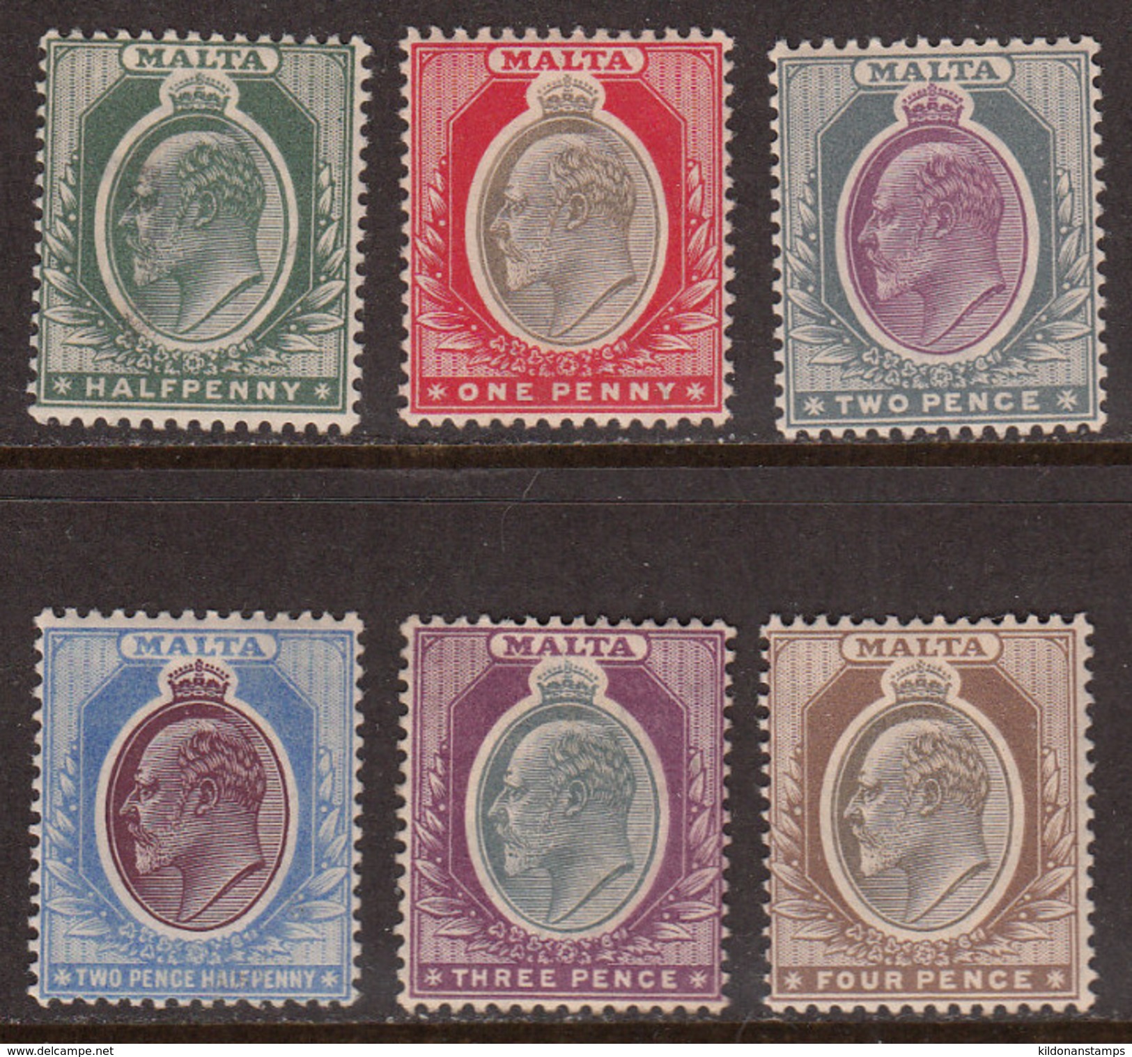 Malta 1903-1904 Mint Mounted, Wmk Crown CA, Sc# 21-26, SG 38-43, Yt 18-23 - Malta