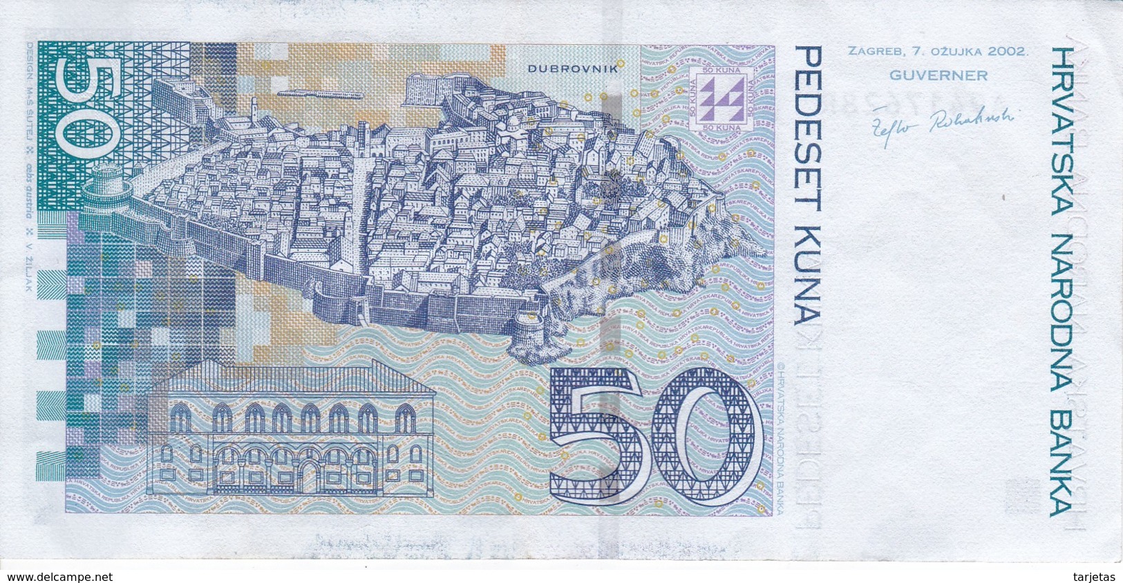 BILLETE DE CROACIA DE 50 KUNA DEL AÑO 2002  (BANKNOTE) - Croacia