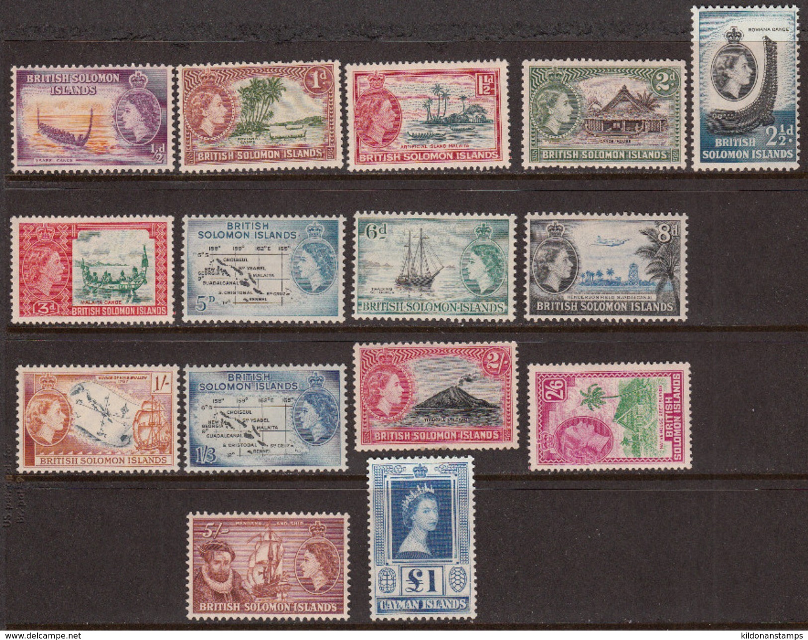 British Solomon Islands 1956-63 Mint No Hinge/mounted, See Notes, Sc# 89-104, SG 82-90,91,91b,92-96 - Iles Salomon (...-1978)