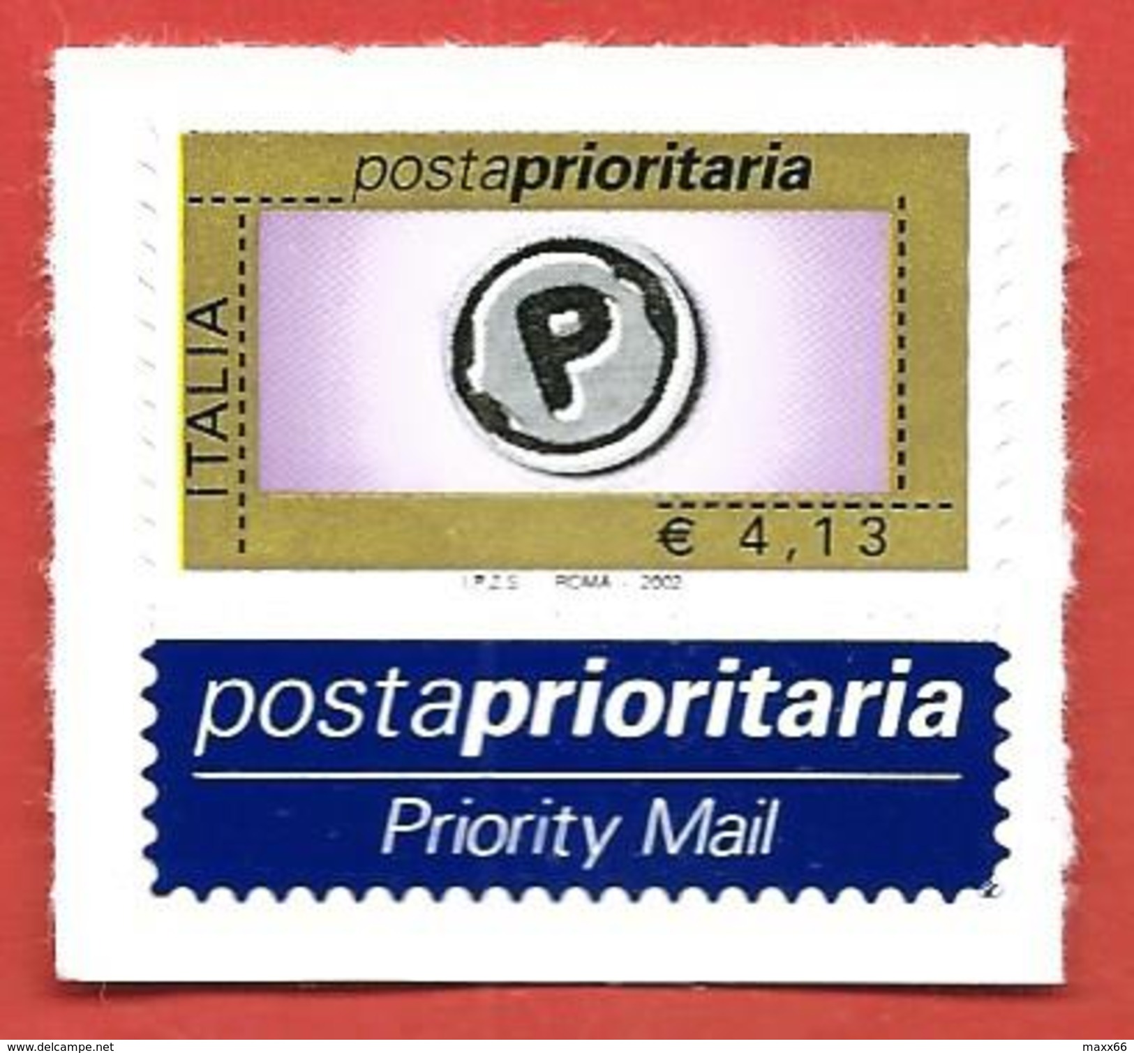 ITALIA REPUBBLICA MNH - 2002 - Posta Prioritaria - Impronta Della Lettera P - &euro; 4,13 - S. 2601 - 2001-10:  Nuovi