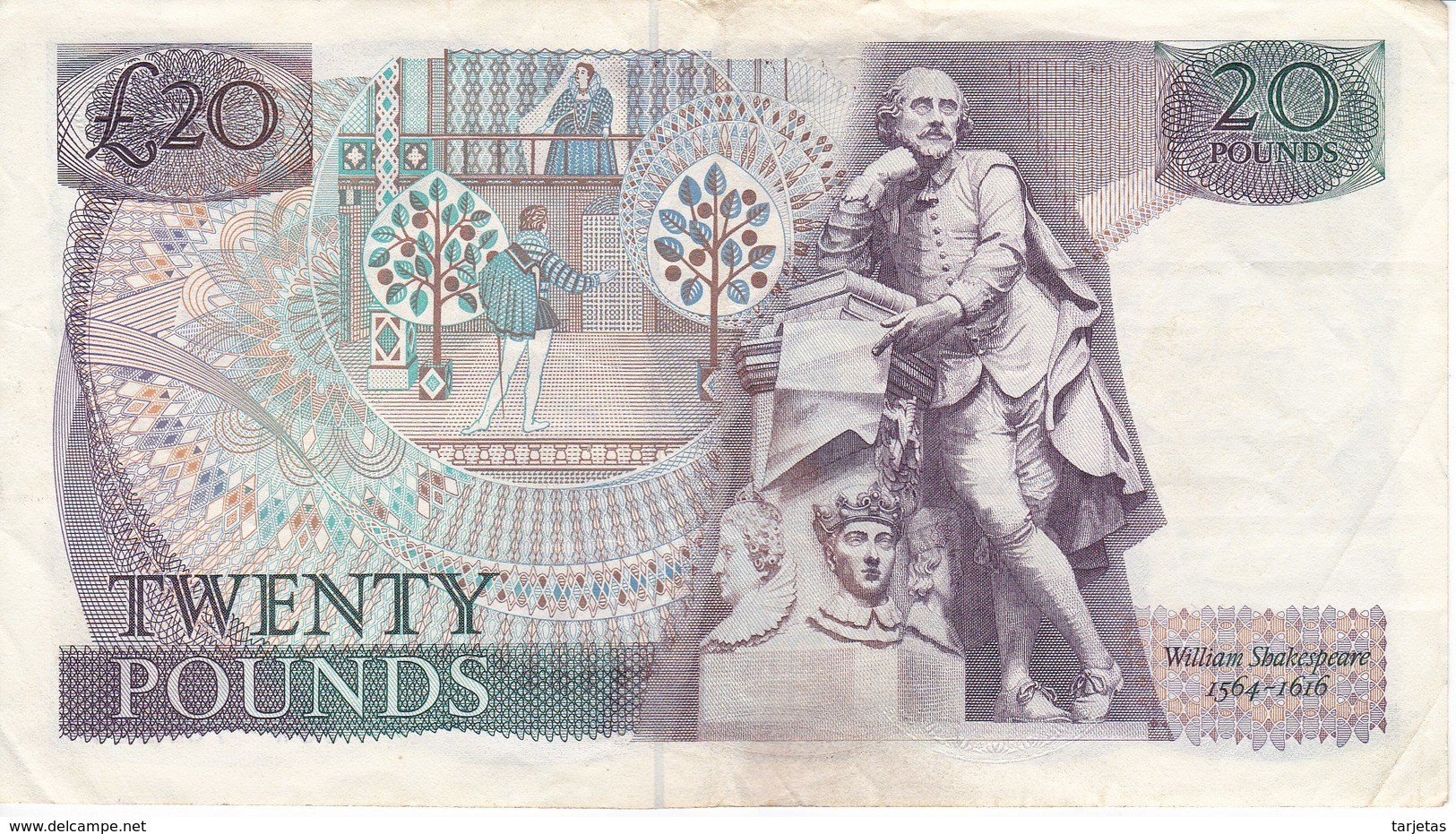 BILLETE DE REINO UNIDO DE 20 POUNDS DEL AÑO 1970-80 CALIDAD MBC (VF) (BANK NOTE) - 20 Pounds