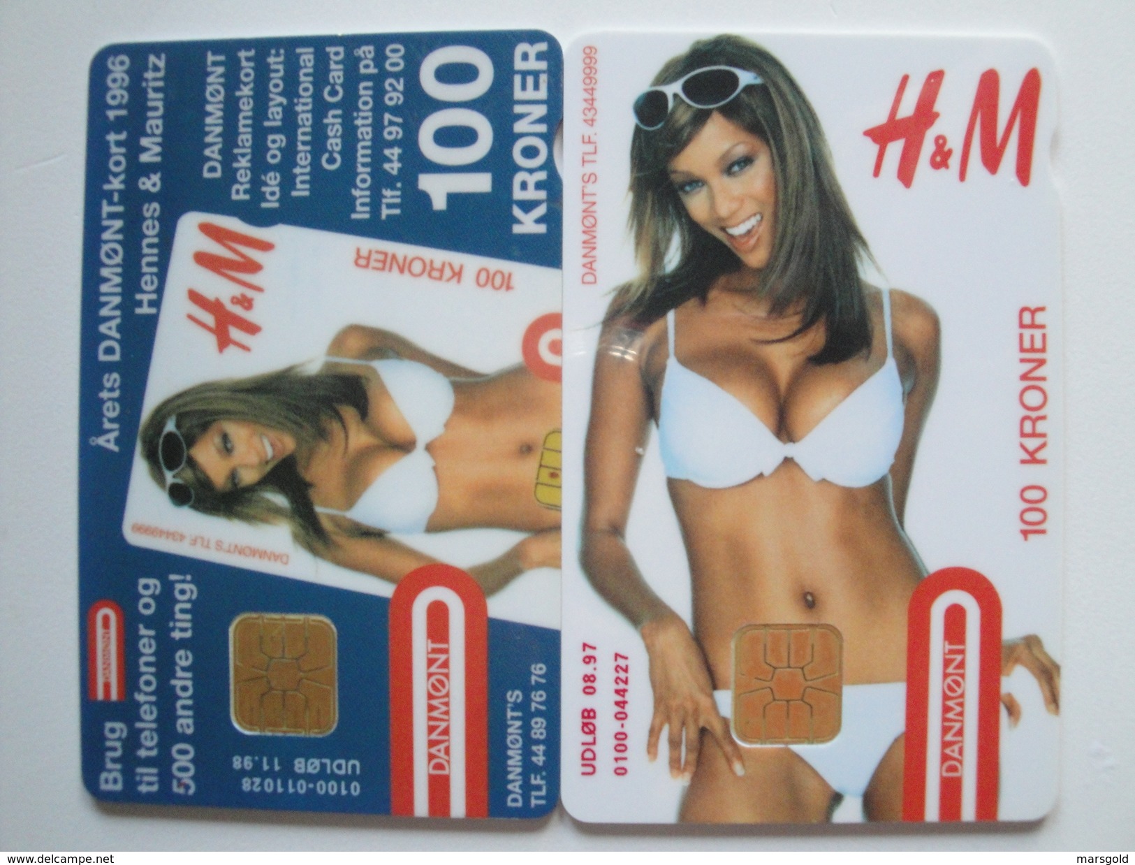 2 Chip Phonecards From Denmark - H&M - Top Model - Denmark
