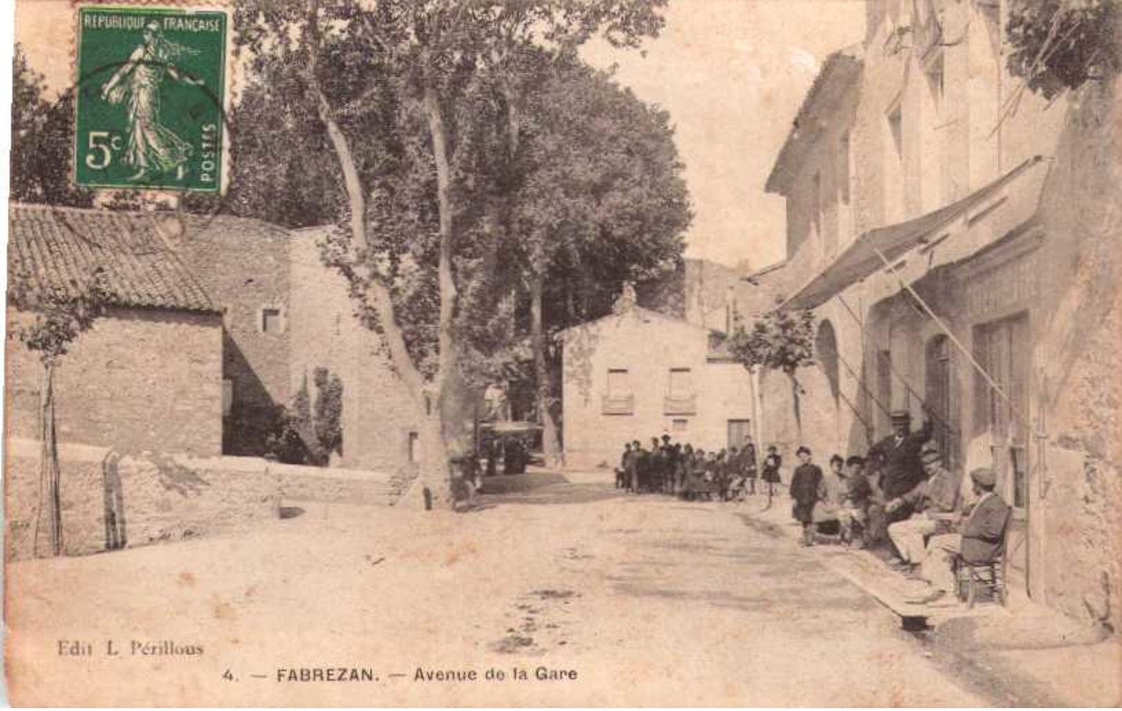 CPA FABREZAN Avenue De La Gare - Carte Animée - Scans Recto-verso - Autres & Non Classés