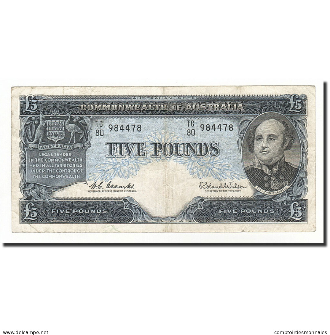 Billet, Australie, 5 Pounds, 1960-65, KM:35a, TB+ - 1913-24 Commonwealth Of Australia