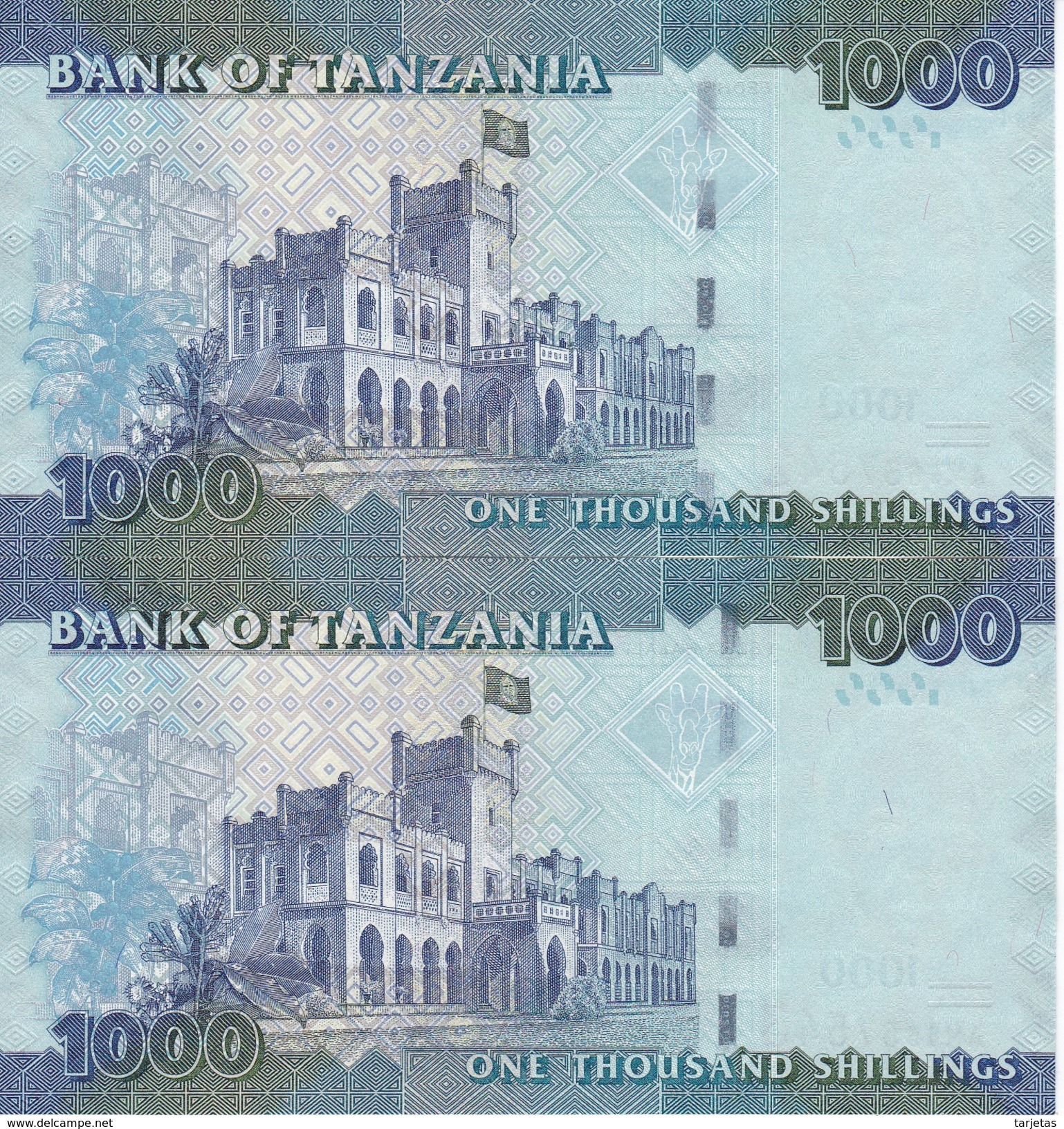 PAREJA CORRELATIVA DE TANZANIA DE 1000 SHILLINGS DEL AÑO 2010  (BANKNOTE) NUEVO SIN CIRCULAR - Tanzanie