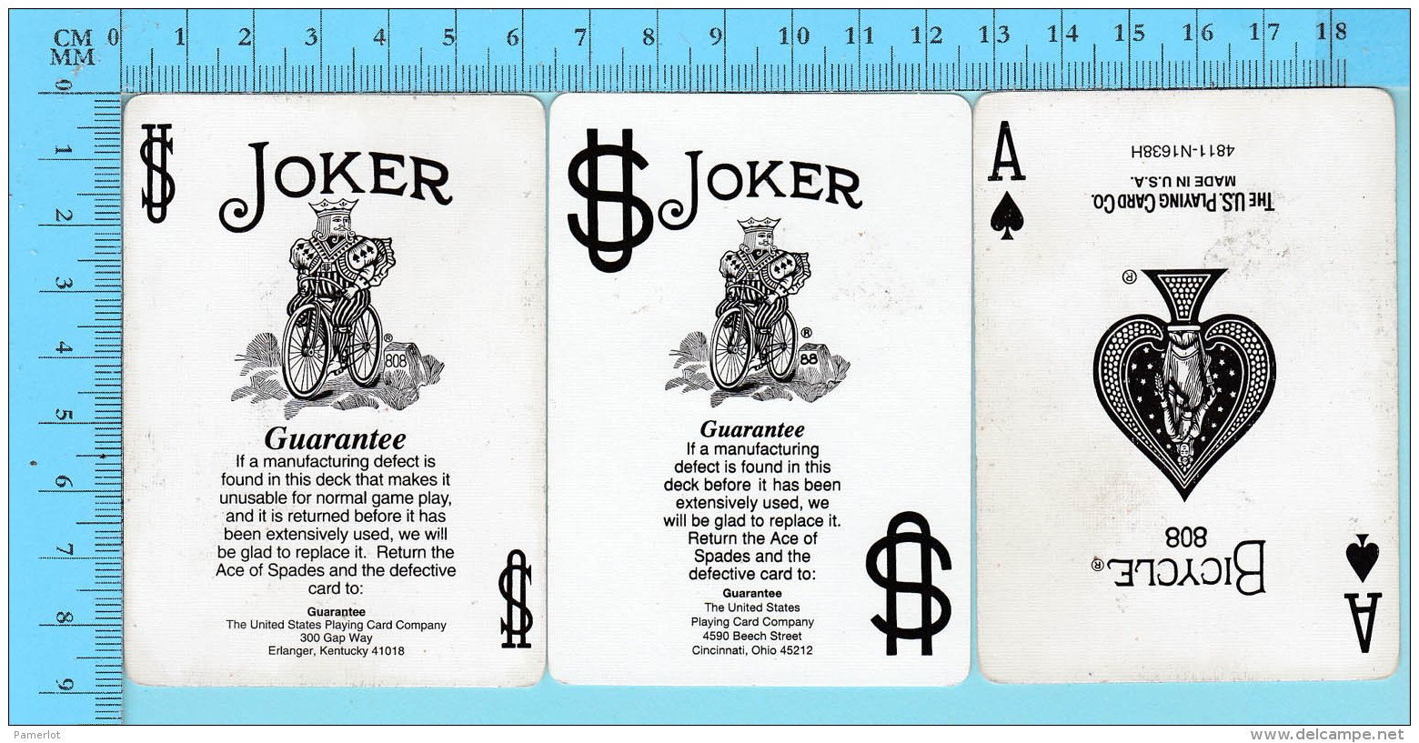 Cartes à Jouer - 2 Joker + As De Pique , Bicyclette - Arriere Clasique - 2 Scans - Cartes à Jouer Classiques