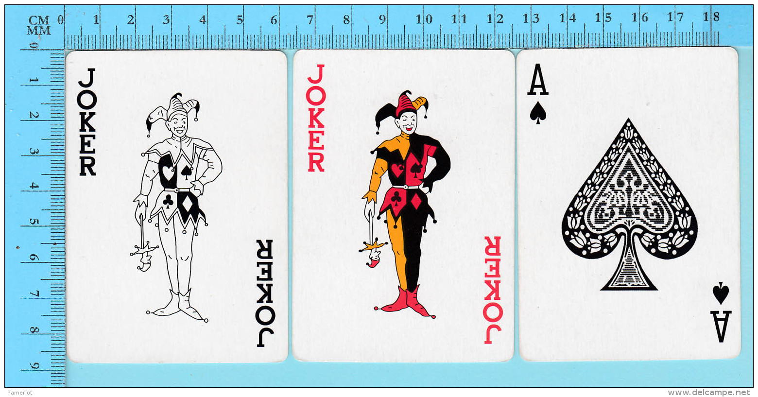 Cartes à Jouer - 2 Joker + As De Pique , Fou Du Roi - Arriere Clasique - 2 Scans - Cartes à Jouer Classiques