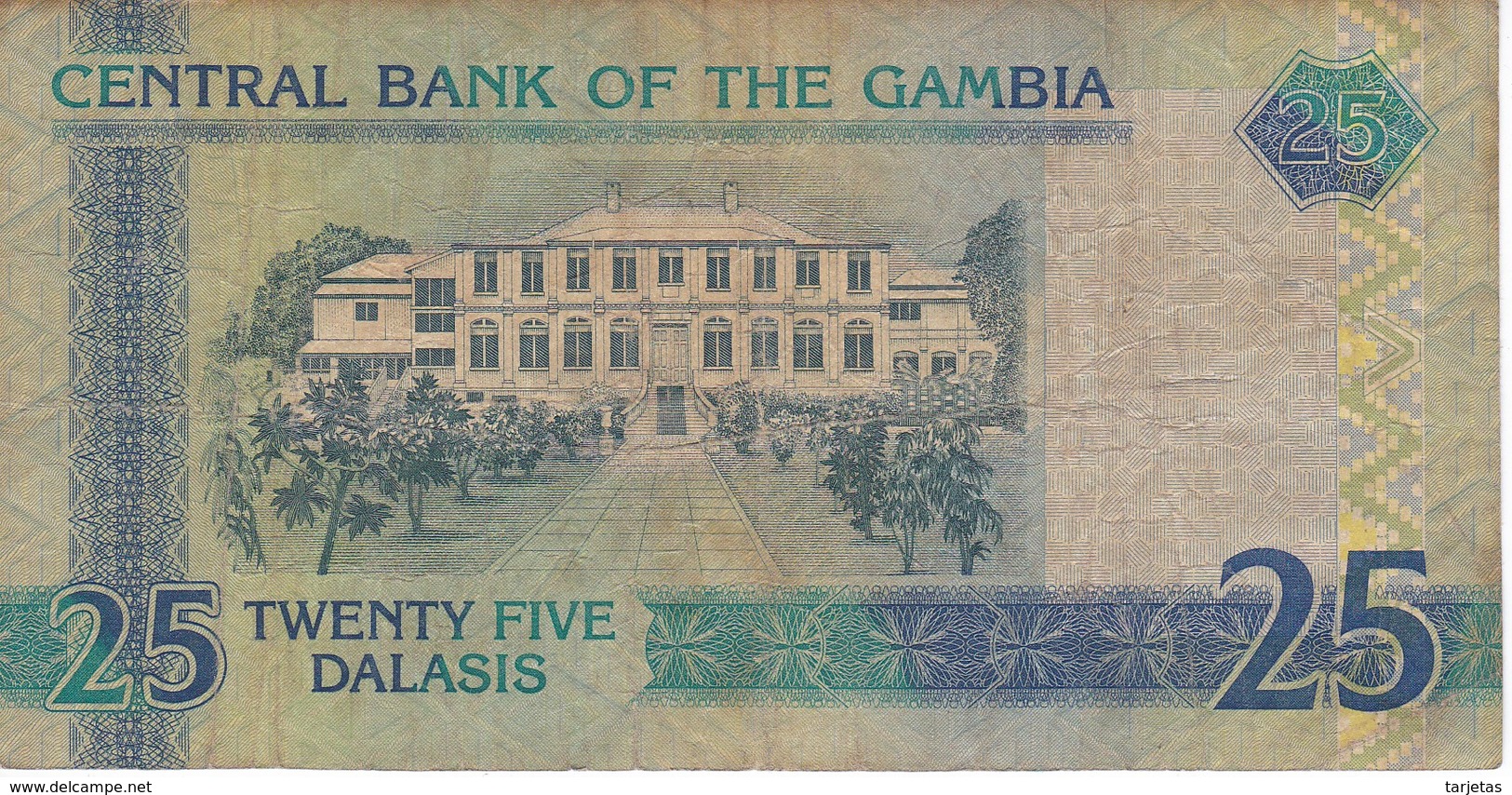 BILLETE DE GAMBIA DE 25 DALASIS DEL AÑO 2001  (BANKNOTE) - Gambia