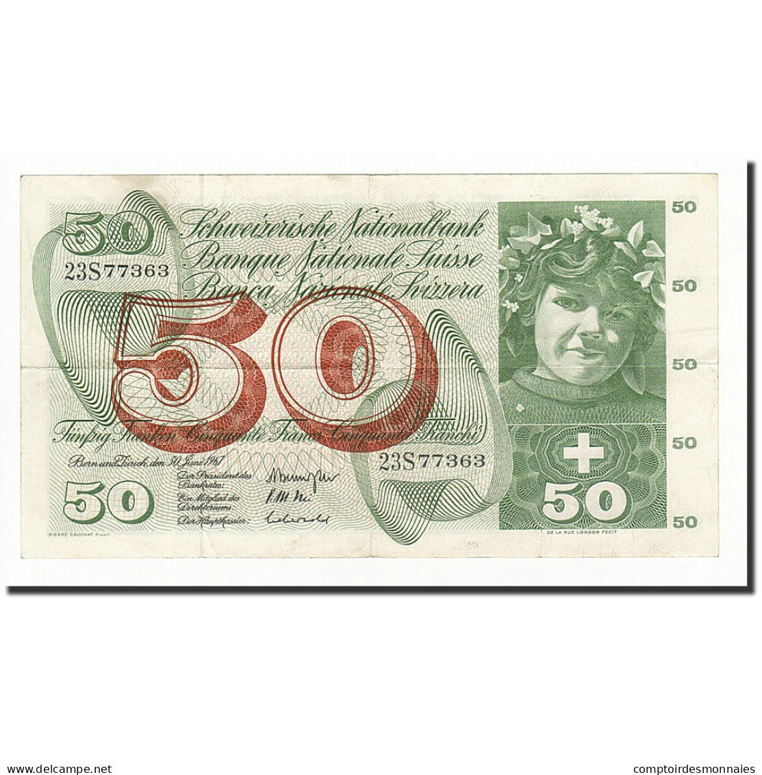 Billet, Suisse, 50 Franken, 1967, 1967-06-30, KM:48g, TTB+ - Switzerland
