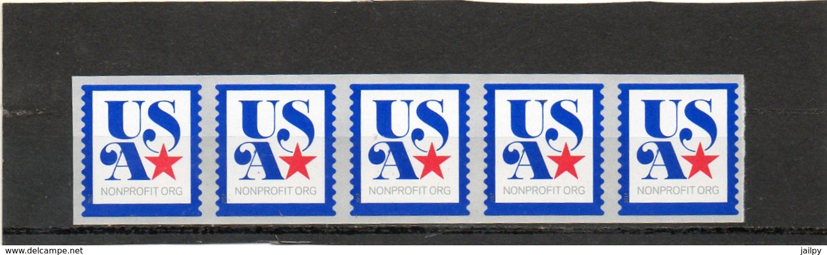 ETATS-UNIS    Bande De 5 Timbres   Non Profit      2017   Patriotic  (10K)     Avec N° Au Dos     Neufs - Unused Stamps