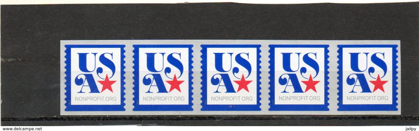 ETATS-UNIS    Bande De 5 Timbres   Non Profit      2017   Patriotic  (10K)     Avec N° De Roulette     Neufs - Unused Stamps