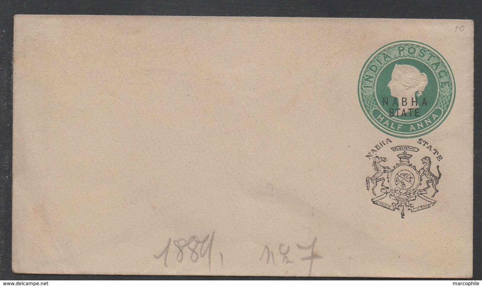 INDE - INDIA - NABHA STATE - QV / 1889 ENTIER POSTAL (ref 6870) - Nabha