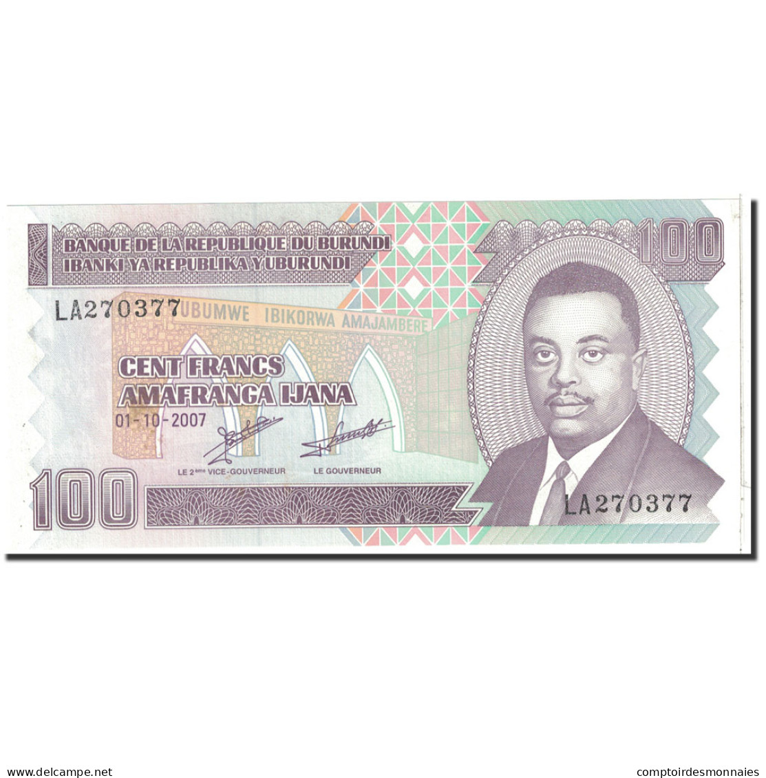 Billet, Burundi, 100 Francs, 2007, 2007-10-01, KM:37f, SPL+ - Burundi