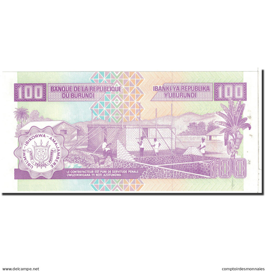 Billet, Burundi, 100 Francs, 2007, 2007-10-01, KM:37f, SPL+ - Burundi