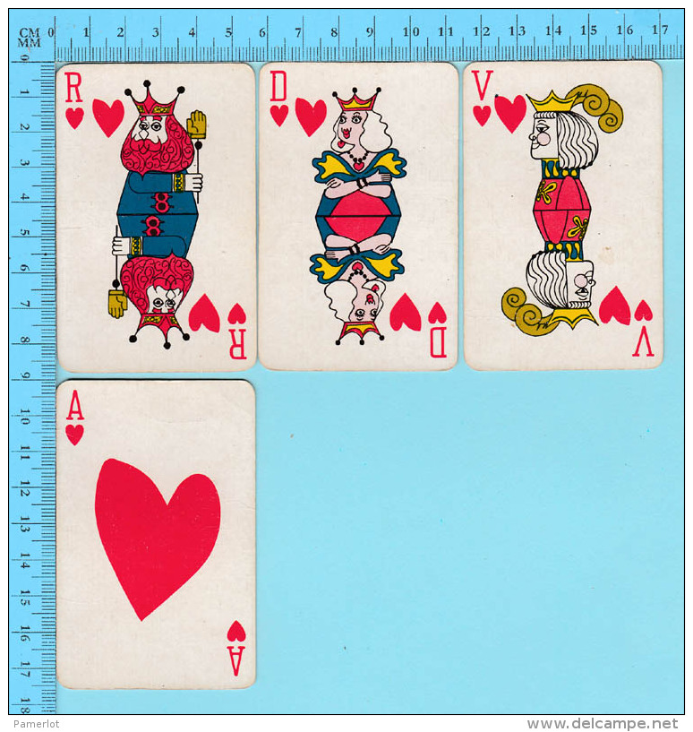 Cartes à Jouer   - 4 Faces De Coeur Artistique -  Arriere Fleur De Lys Par Normand Hudon  - 2scans - Cartes à Jouer Classiques