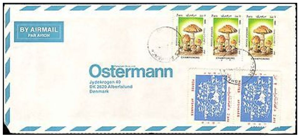 1980's AFGHANISTAN  MULTI STAMP ( MUSHROOMS ) TO DENMARK - Altri & Non Classificati