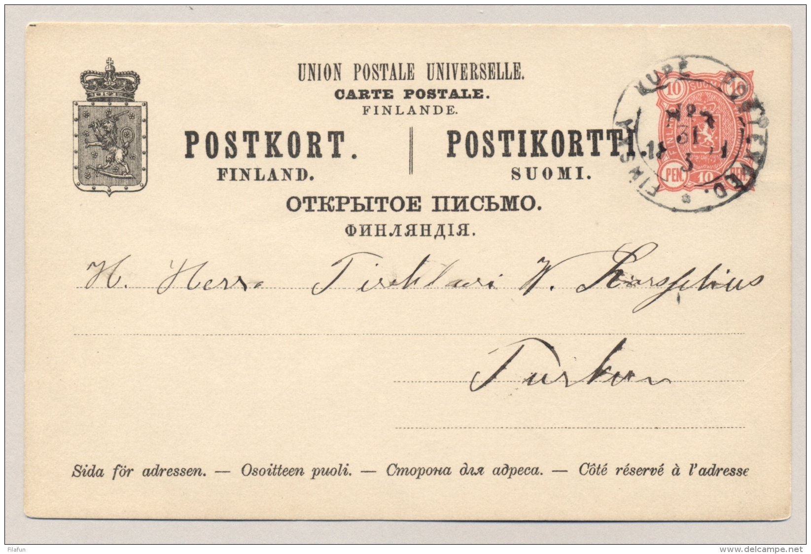 Finland Suomi - 1890 - 2x 10P Carte Postale - Both Types, Used - Postwaardestukken