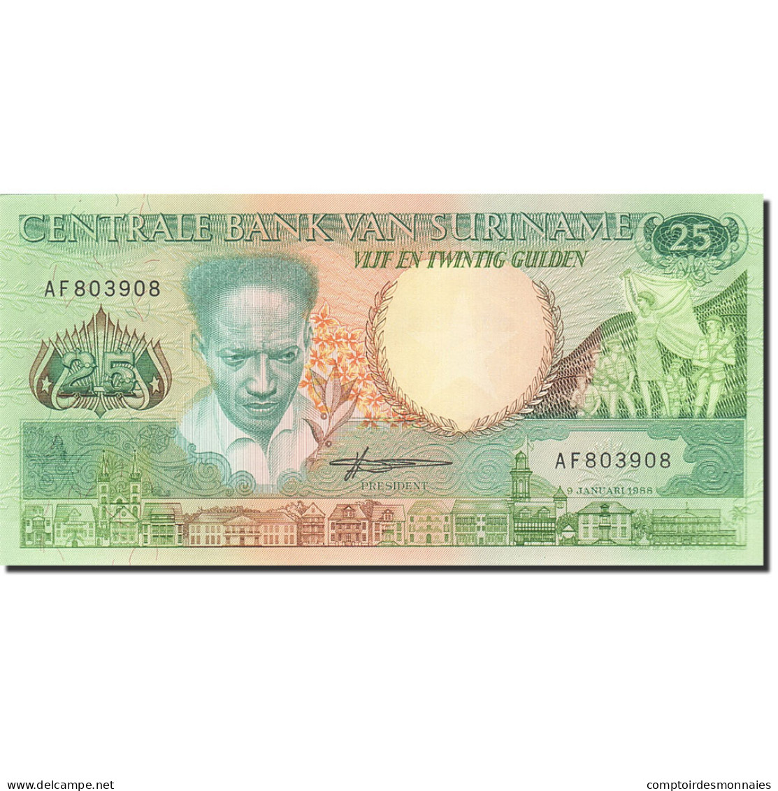 Billet, Surinam, 25 Gulden, 1986-1988, 1988-01-09, KM:132b, SPL - Surinam