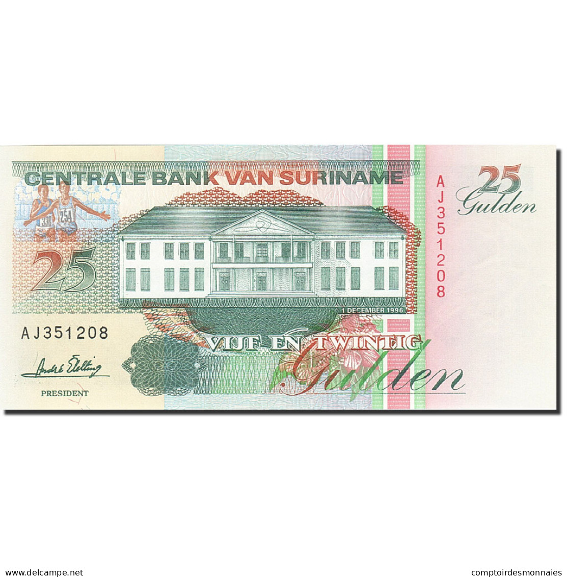 Billet, Surinam, 25 Gulden, 1991-1997, 1996-12-01, KM:138c, NEUF - Suriname