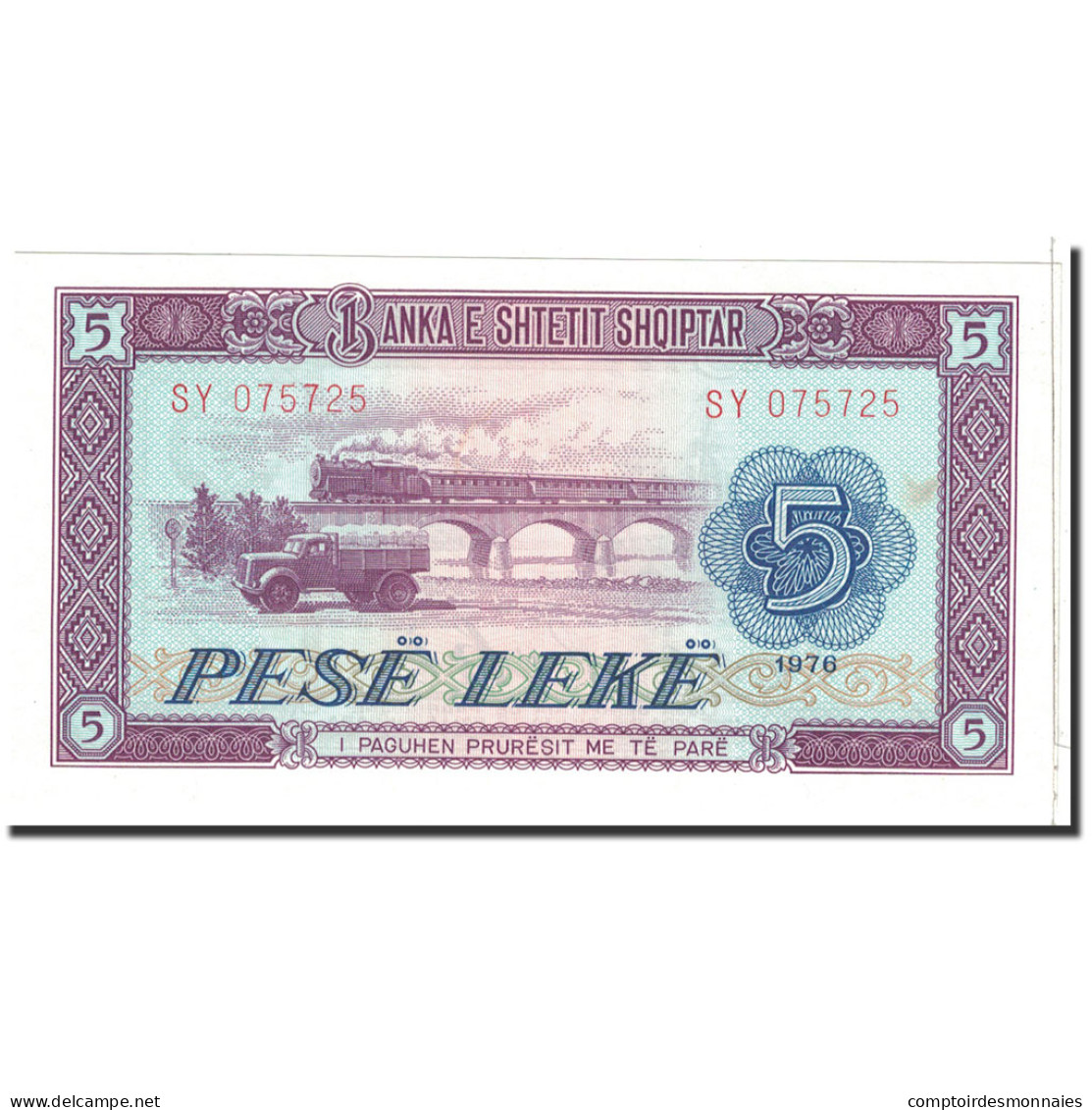 Billet, Albania, 5 Lekë, 1976, Undated, KM:42a, NEUF - Albanie