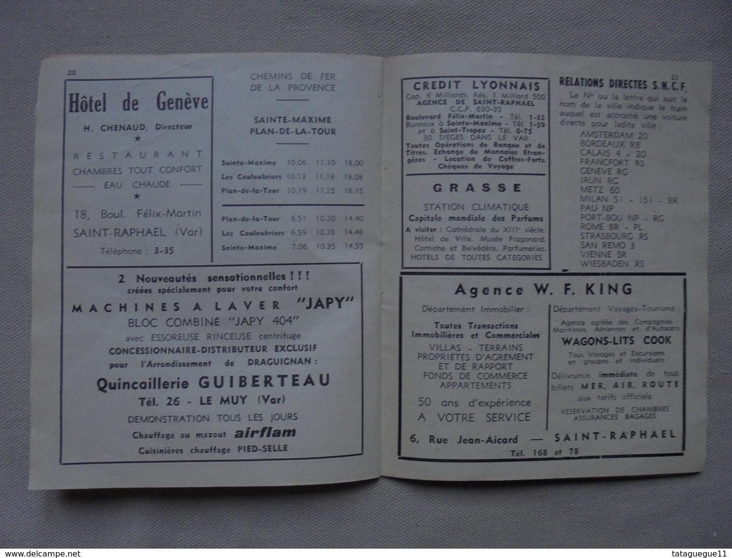 Ancien - Horaire Hiver 1958-59 Tous Les Services De Car - Région St Raphaël - Europa