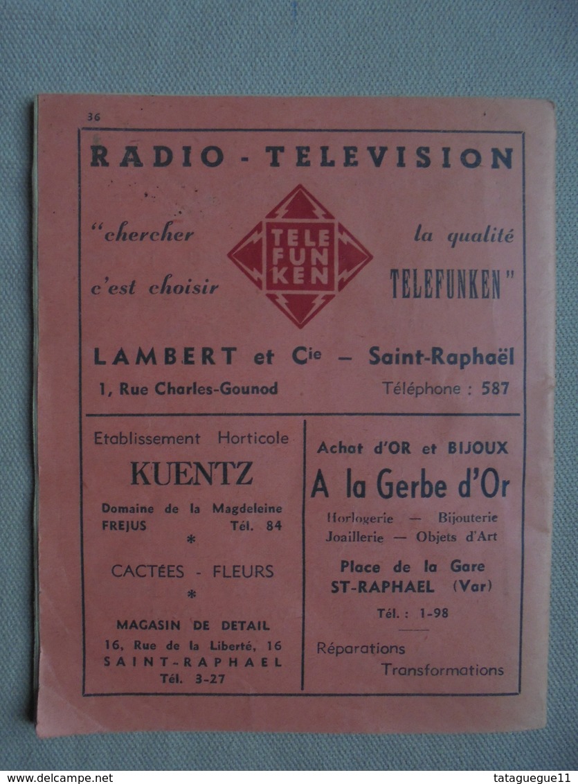 Ancien - Horaire Hiver 1958-59 Tous les services de car - Région St Raphaël
