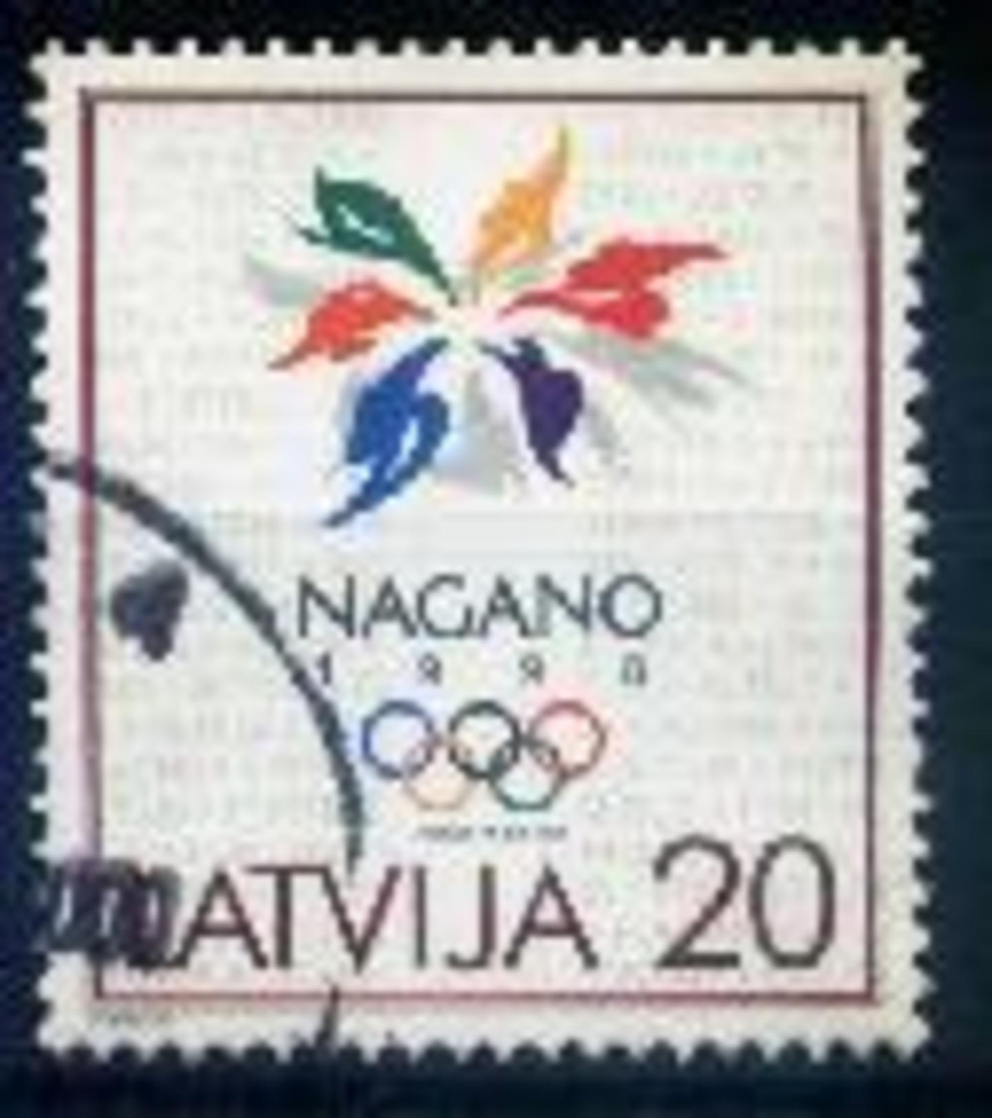 LATVIA -Japan  NAGANO Olympic Games (USED) (ISSUED IN 1998 YEAR) - Invierno 1998: Nagano
