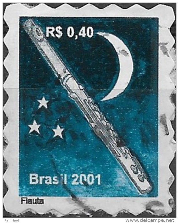 BRAZIL 2001 Musical Instruments -  40c. - Flute  FU SOME PAPER ATTACHED - Used Stamps