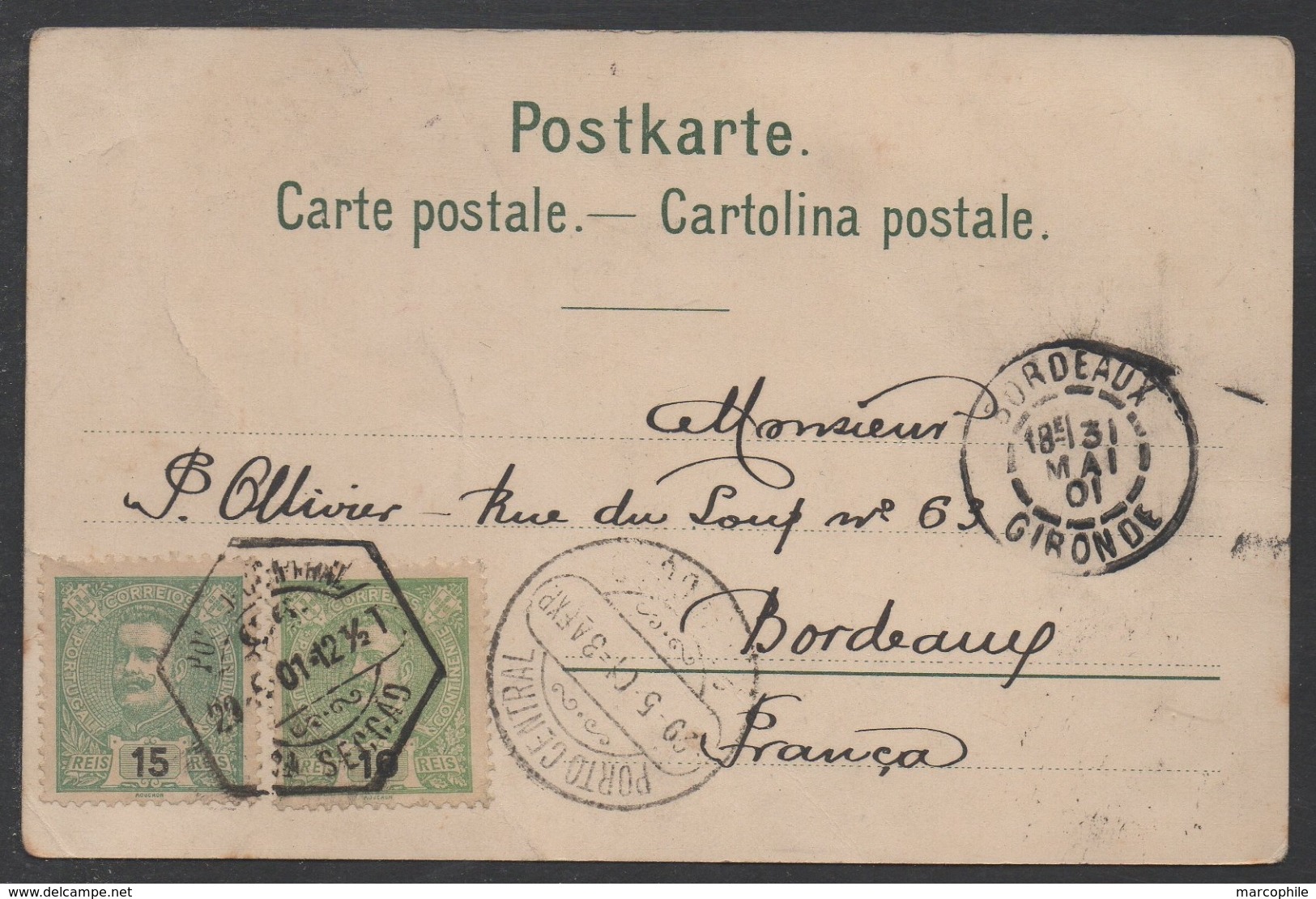 PORTUGAL - PORTO / 1901 CARTE POSTALE POUR LA FRANCE  (ref 6794) - Lettres & Documents