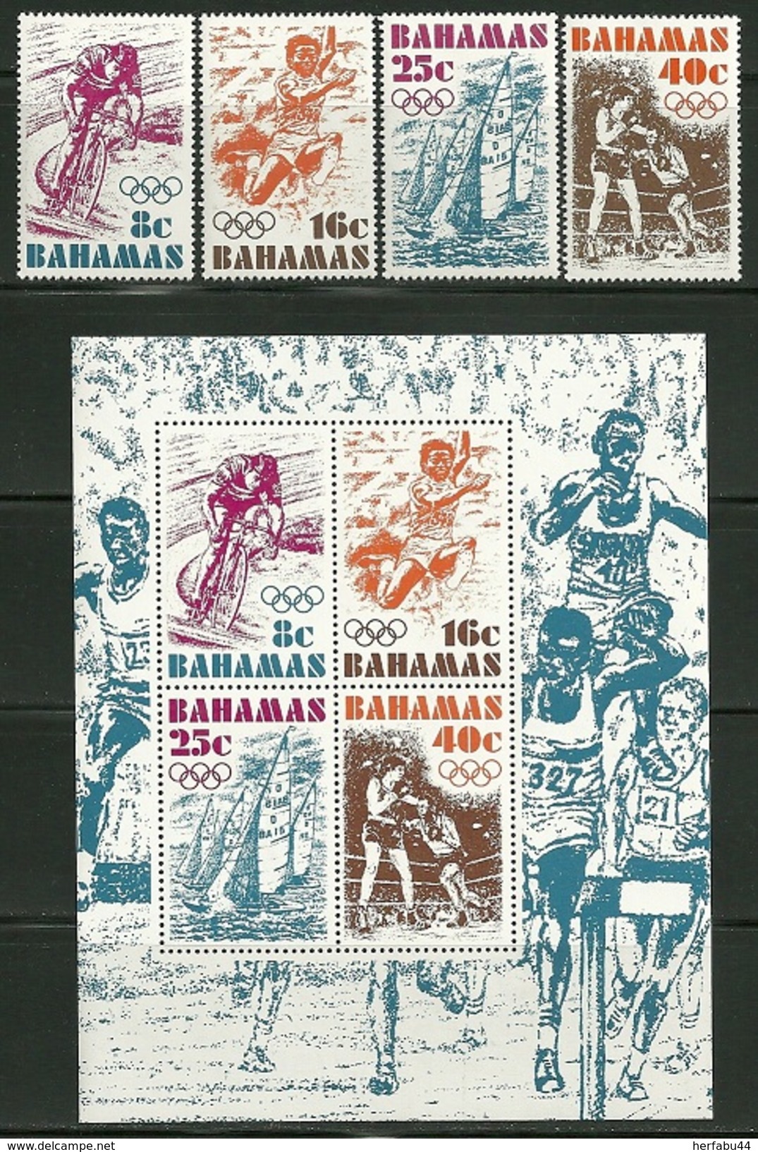 Bahamas    " Olympic Games Canada"    Set  & Souv. Sheet   SC# 388-91a   MNH** - Bahamas (1973-...)