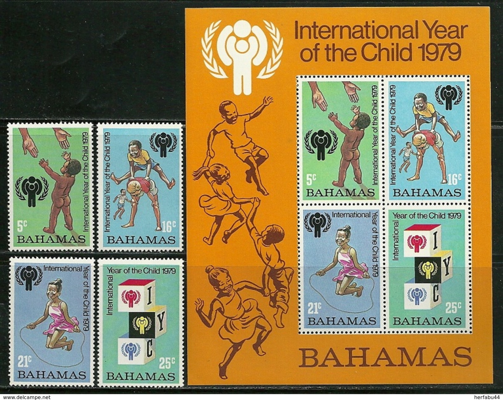 Bahamas       "Intl. Year Of The Child"    Set & Souv. Sheet     SC# 446-49a   MNH** - Bahamas (1973-...)