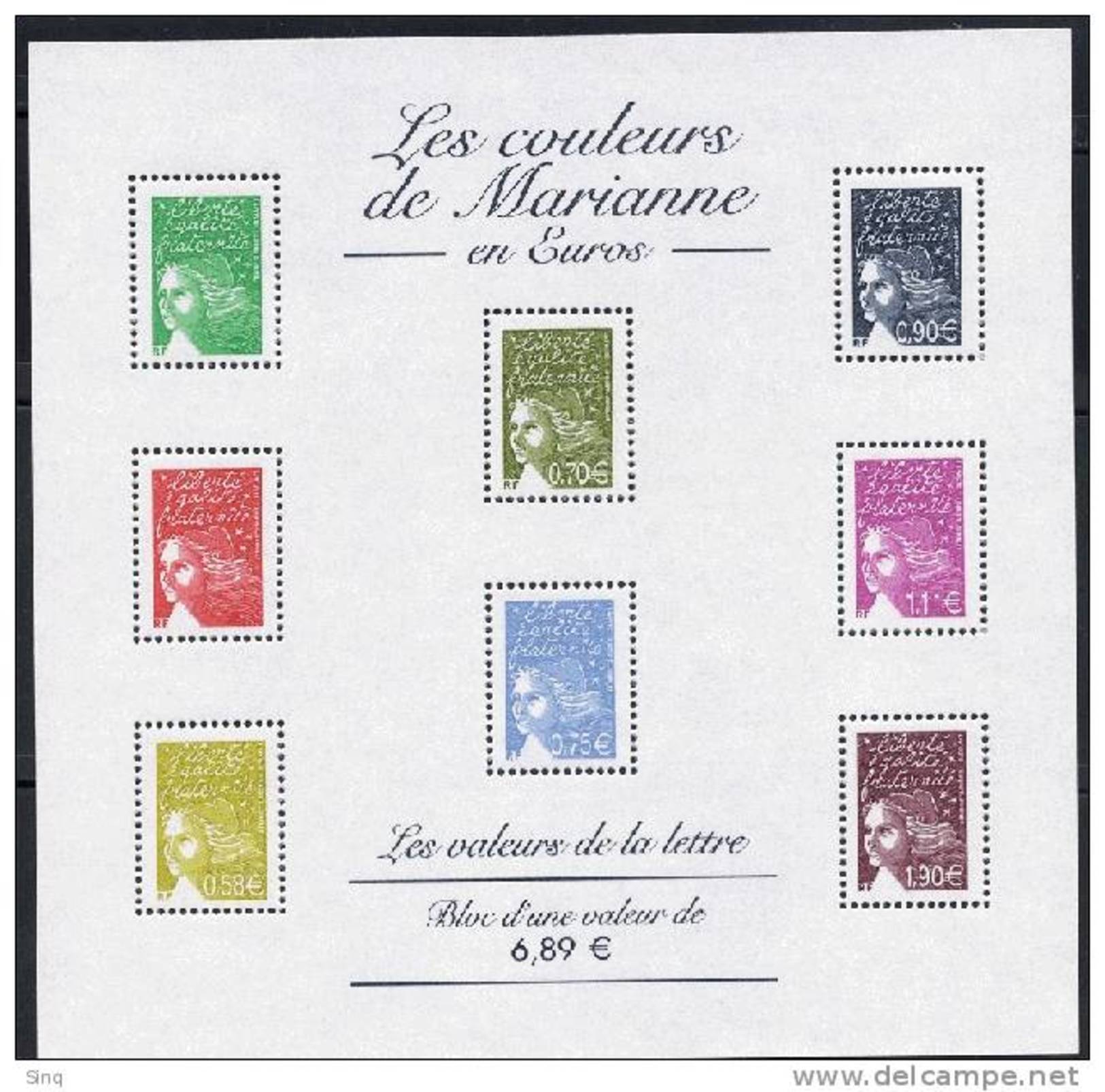 Bloc N° 67 Bloc Les Couleurs De Marianne Année 2004 - Valeur Faciale 7,38 Euros - Neufs