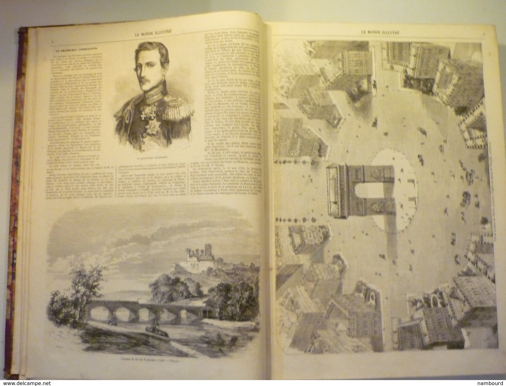 Reliure première année 1857 Le Monde Illustré du N°1 18 Avril 1857 au N°37 26 Décembre 1857