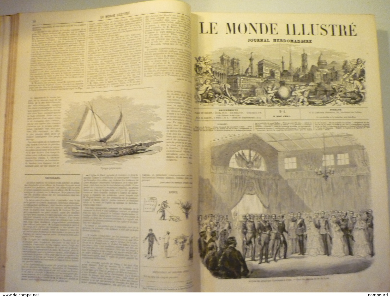 Reliure première année 1857 Le Monde Illustré du N°1 18 Avril 1857 au N°37 26 Décembre 1857