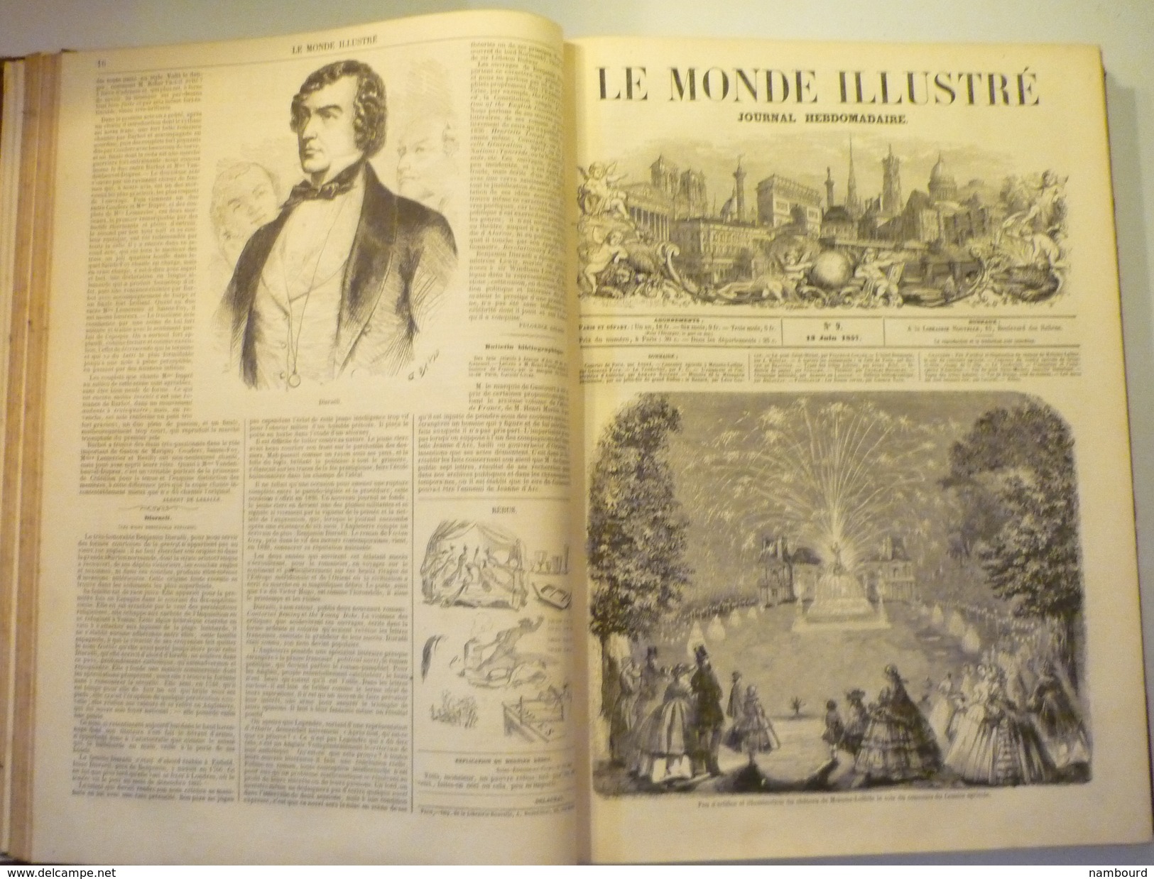 Reliure première année 1857 Le Monde Illustré du N°1 18 Avril 1857 au N°37 26 Décembre 1857