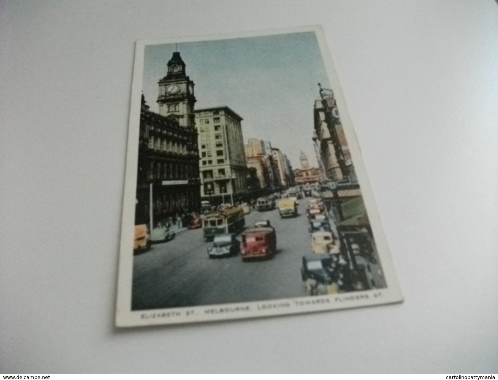 STORIA POSTALE FRANCOBOLLO AUSTRALIA ELIZABETH ST. MELBOURNE LOOKING TOWARDS FLINDERS ST. TRAM AUTO CAR CAMION - Melbourne