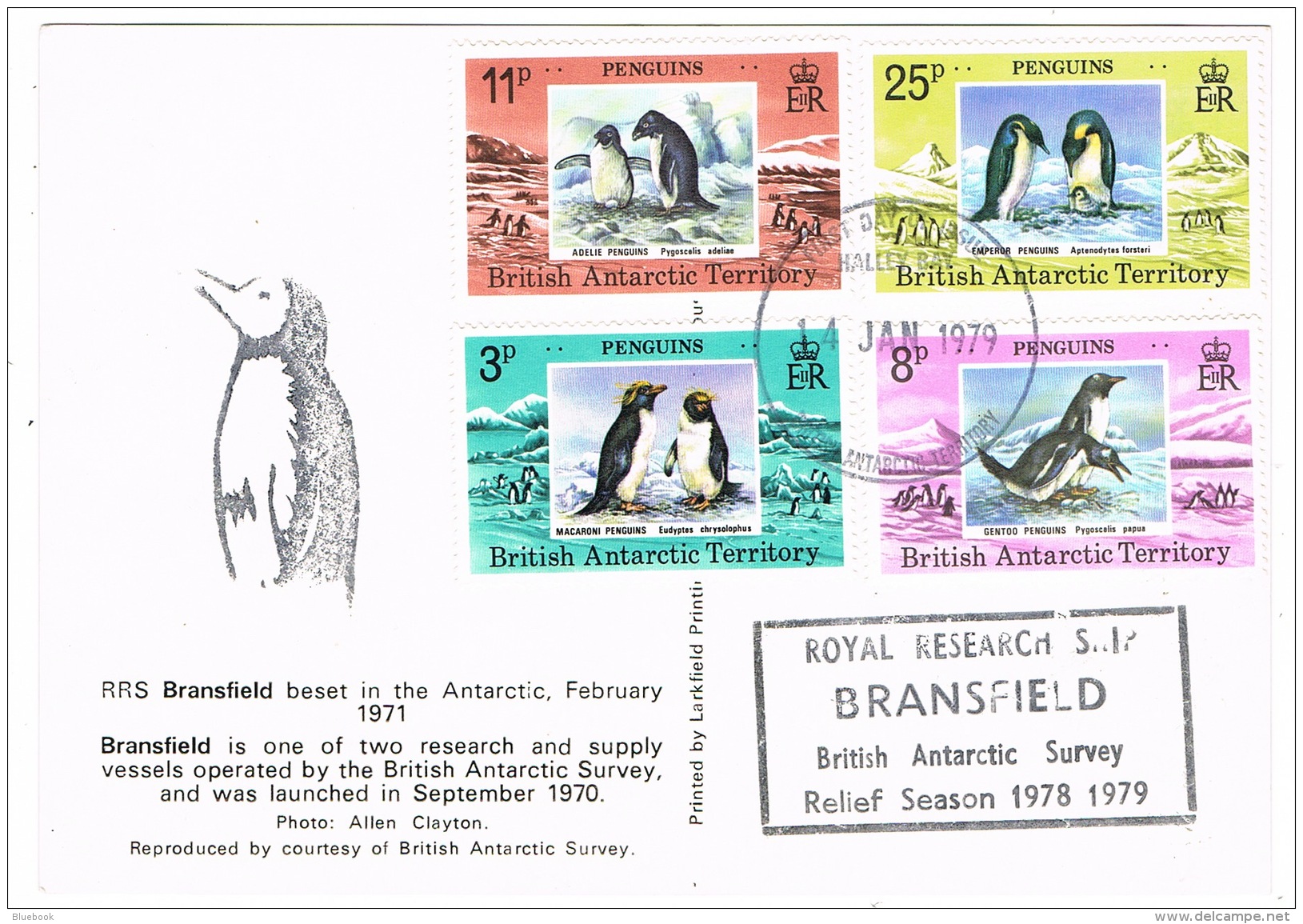 RB 1151 -  1979 British Antarctic Territory - Penguins - Halley Bay - Ship RRS Bransfield - Cartas & Documentos