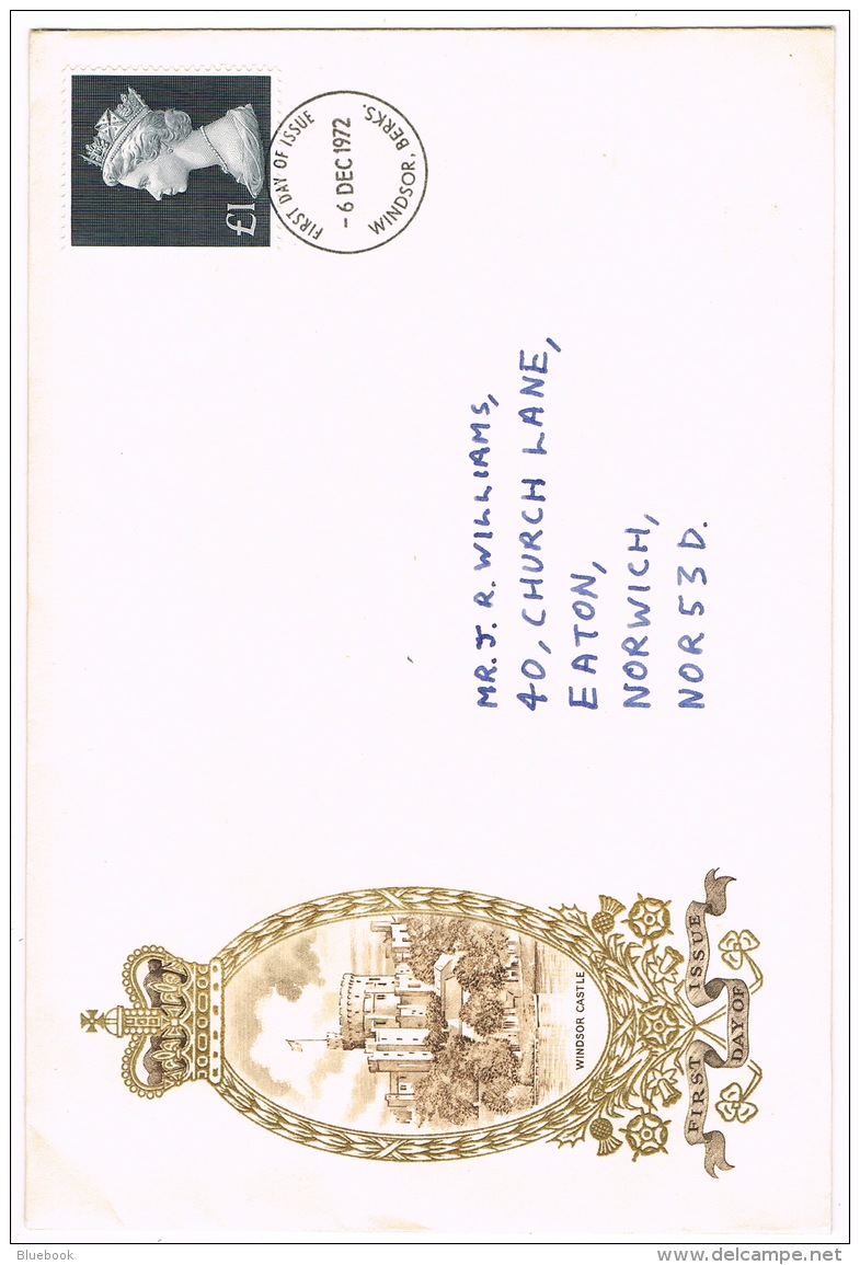 RB 1152 - 1972 GB FDC - &pound;1 Scarce Windsor Cancel - Cat &pound;15+ - 1971-1980 Decimale  Uitgaven