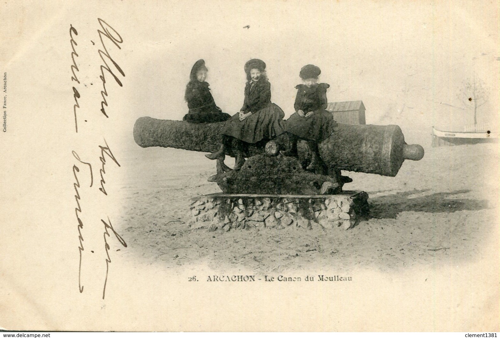 Arcachon Le Canon Du Moulleau  Circulee En 1901 Dos Simple Collection Faure N°26 - Arcachon