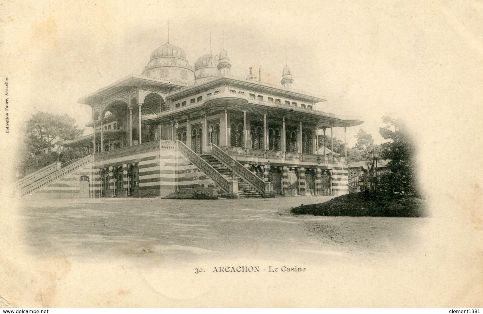 Arcachon Le Casino  Circulee En 1902 Dos Simple Collection Faure N°30 - Arcachon