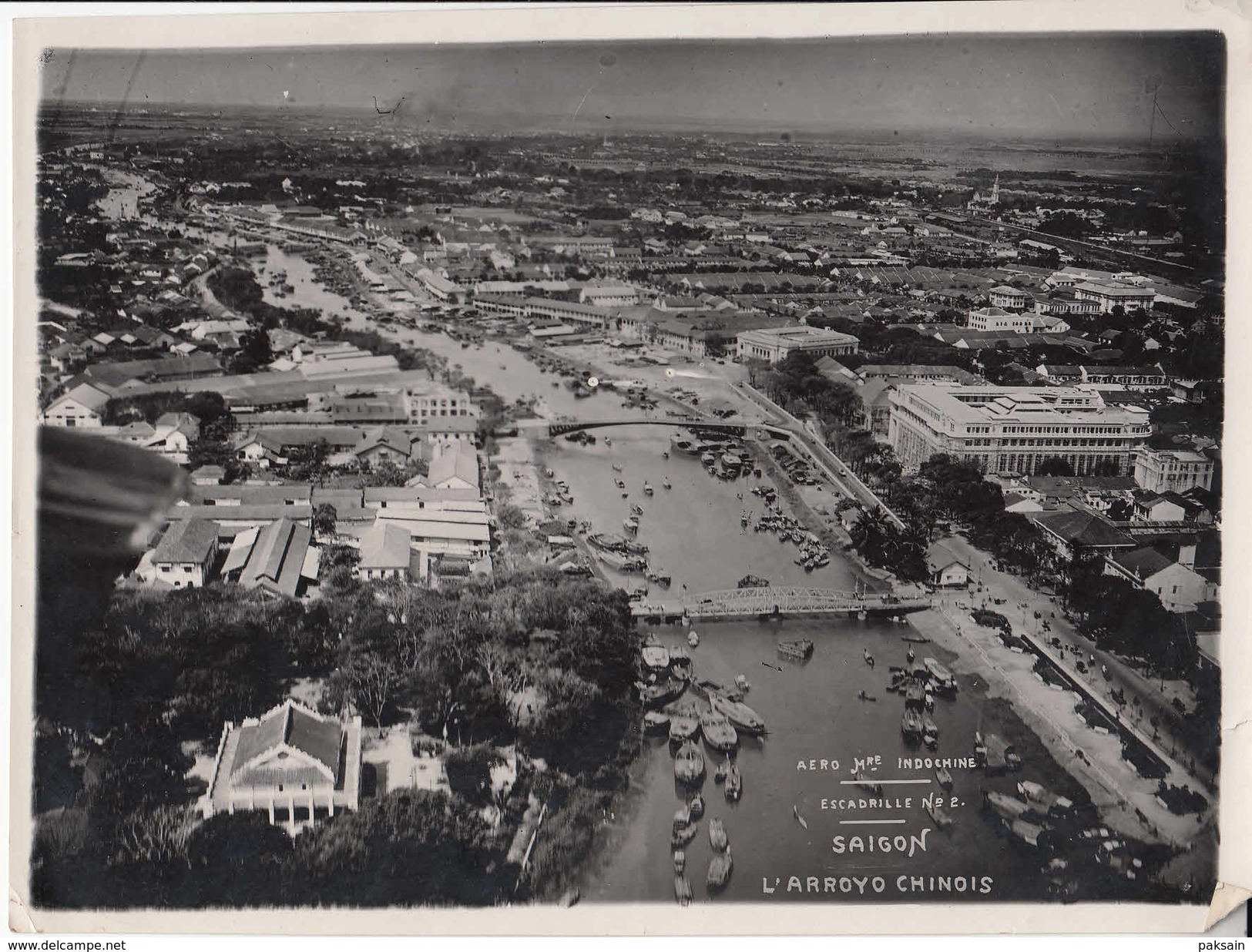 Vue Aérienne De L'arroyo Chinois De Saigon 1930 Vietnam Indochine Cochinchine Par Aéro Militaire D'Indochine - Luftfahrt