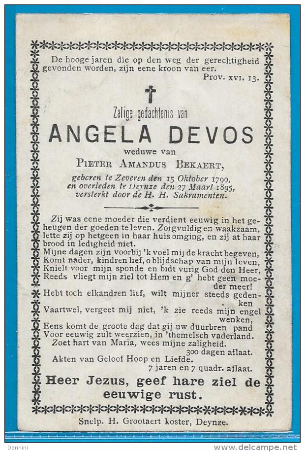 Bidprentje Van Angela Devos - Zeveren - Deinze - 1799 - 1895 - Images Religieuses