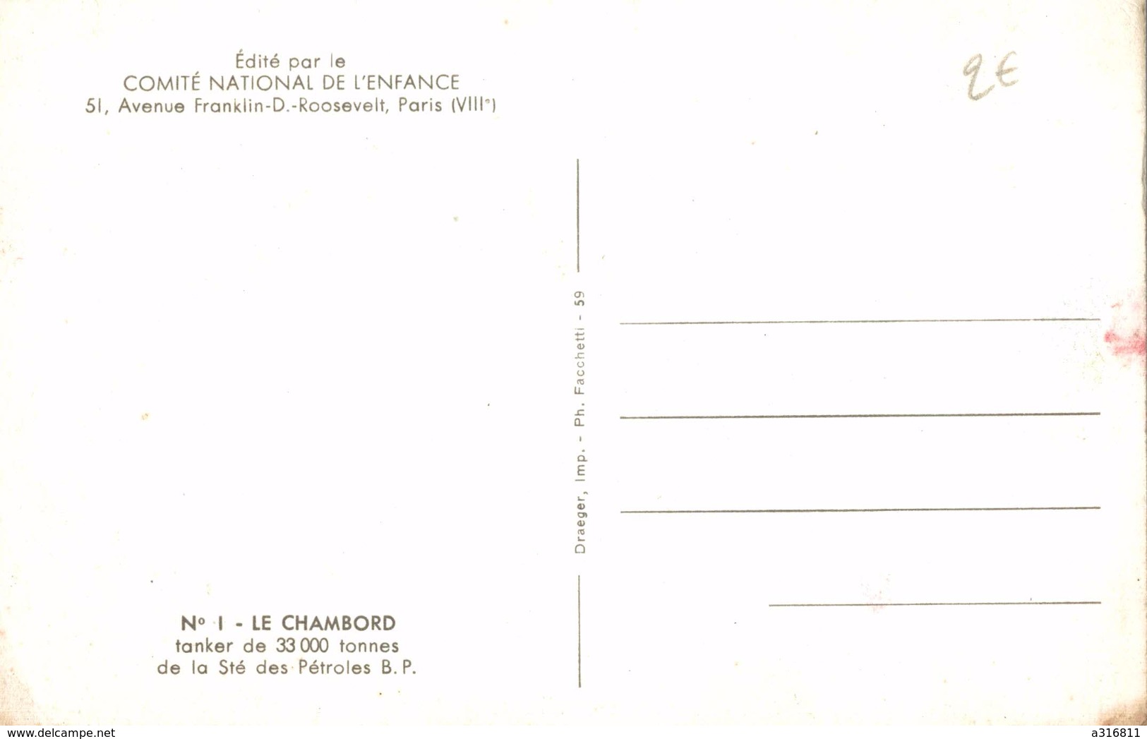 LE CHAMBORD TANKER DE 33000 TONNES De La Sté Des Pétroles B.P - Pétroliers